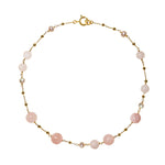 Necklace with rose quartz and cultured pearls