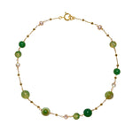Necklace with green agate and cultured pearls