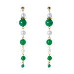 Earrings with green agate and pearls