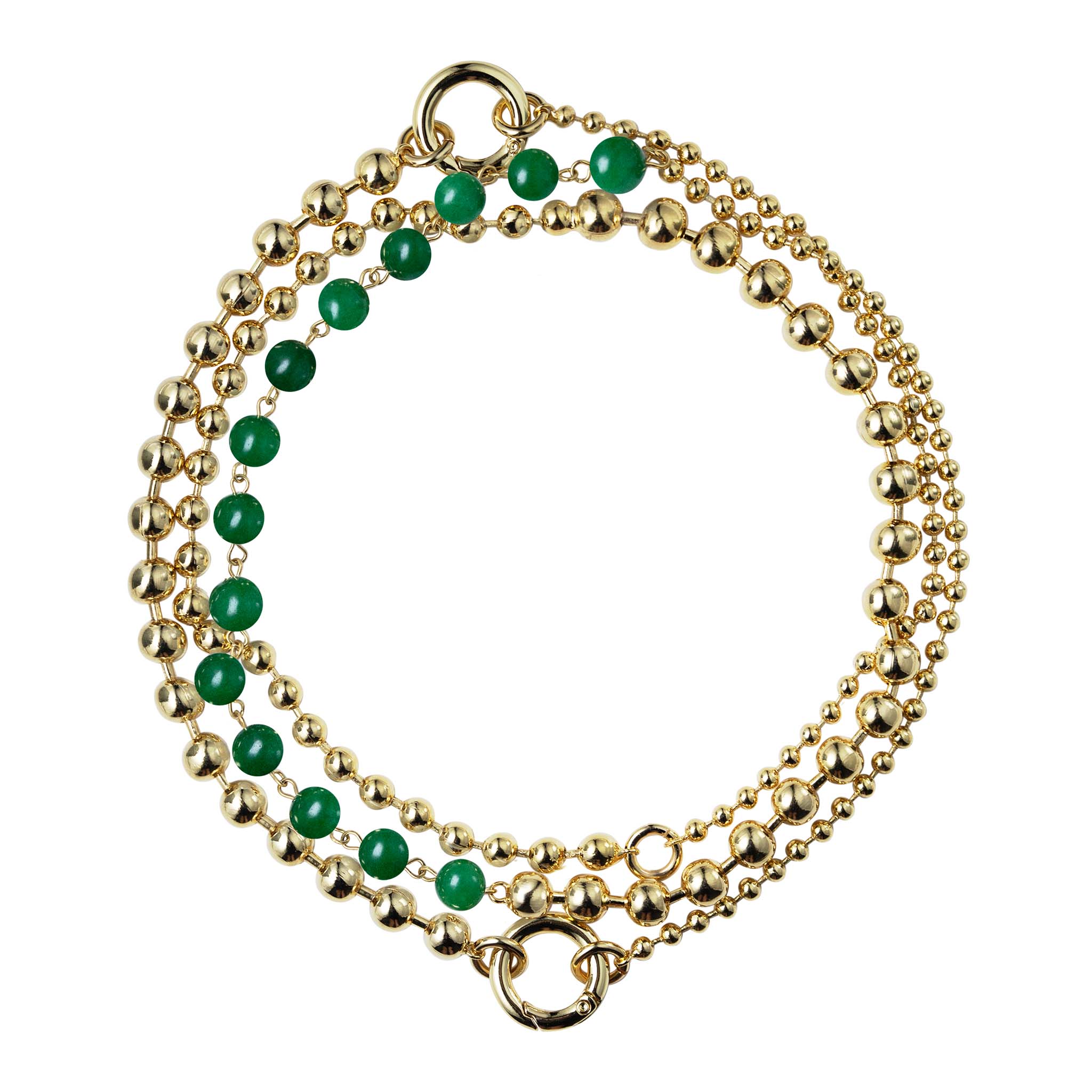 Transformer necklace with green agate