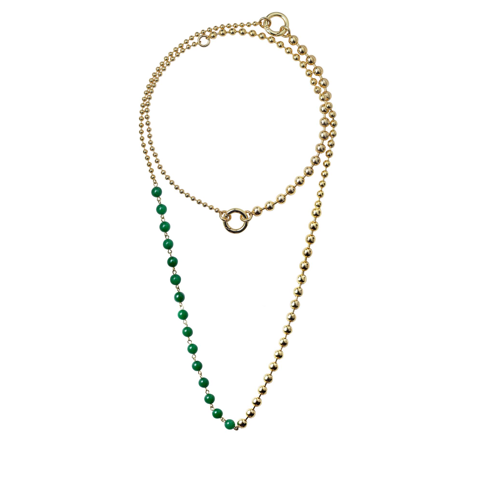Transformer necklace with green agate