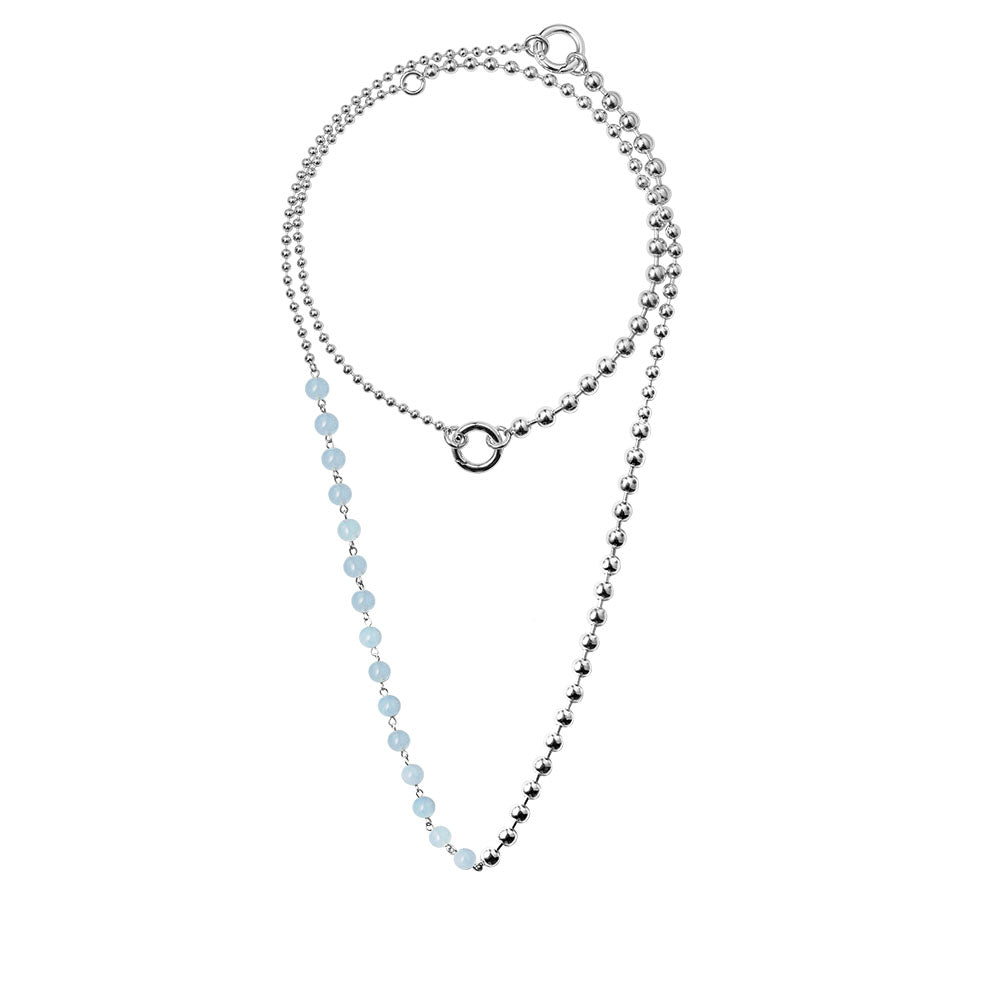 Transformer necklace with aquamarine
