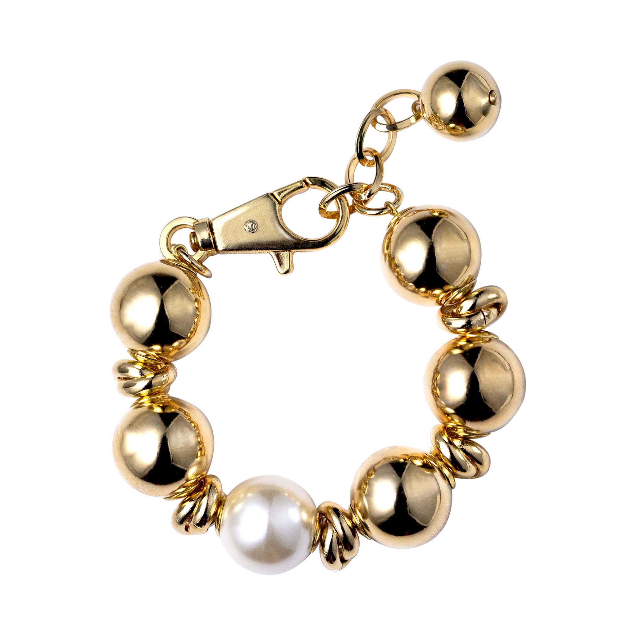 Sheltered spheres bracelet with pearls
