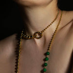 Transformer necklace with green agate