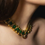 Transformer necklace with green agate