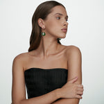 Green octagon earrings