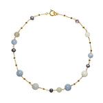 Necklace with aquamarine and cultured pearls