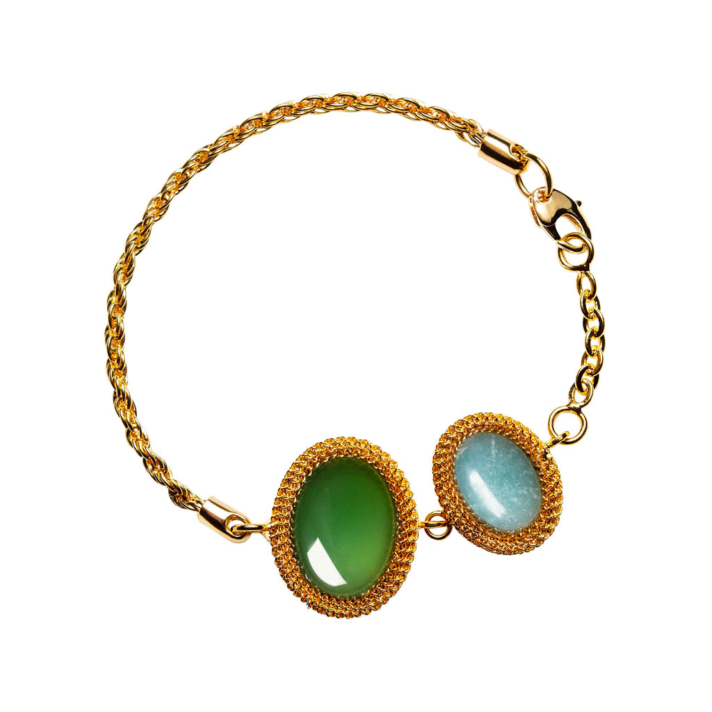 Bracelet with green agate and amazonite
