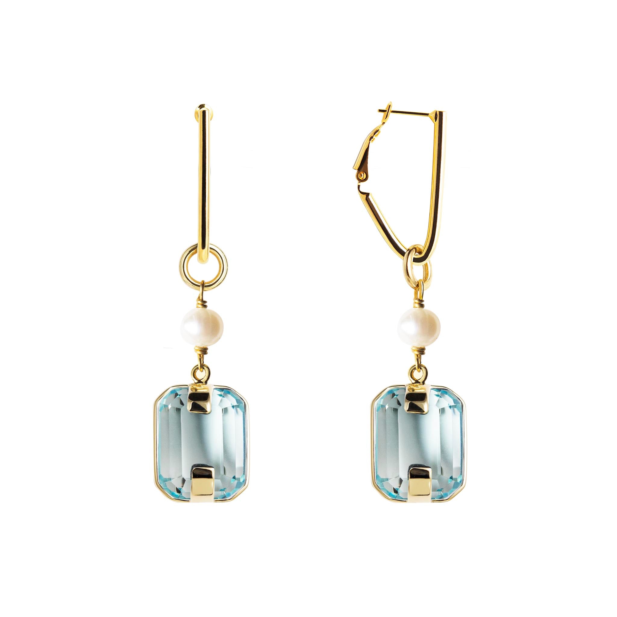 Earrings with pearls and crystals
