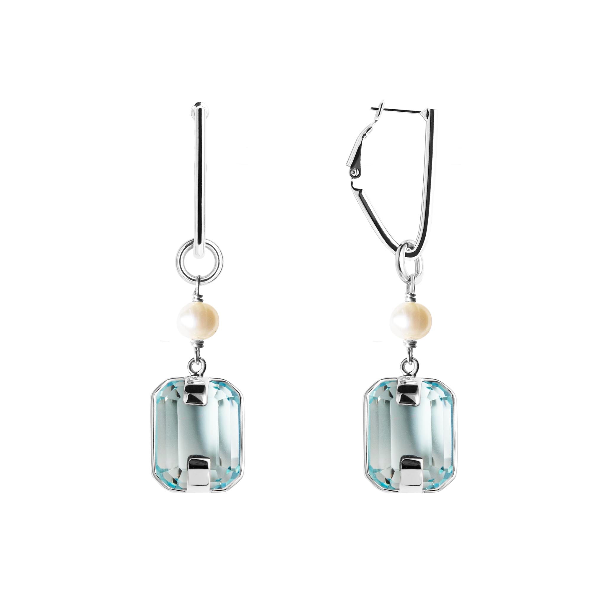 Earrings with pearls and crystals