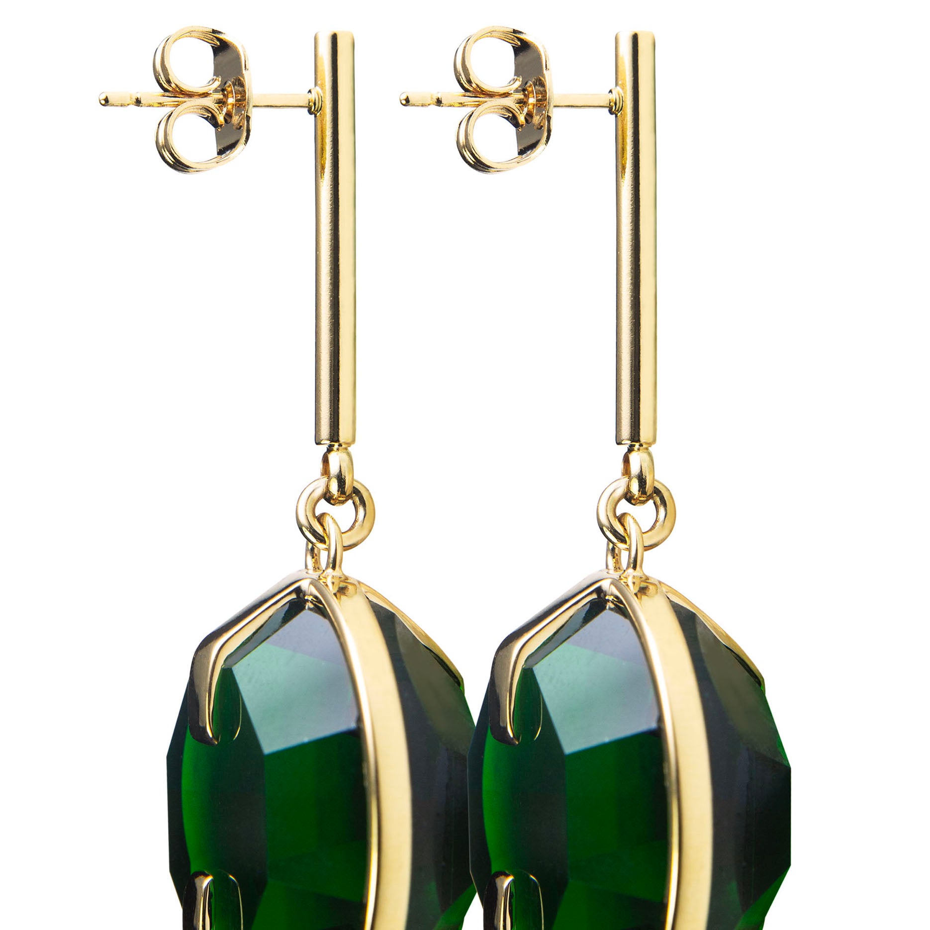 Green octagon earrings