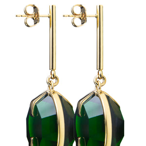 Green octagon earrings