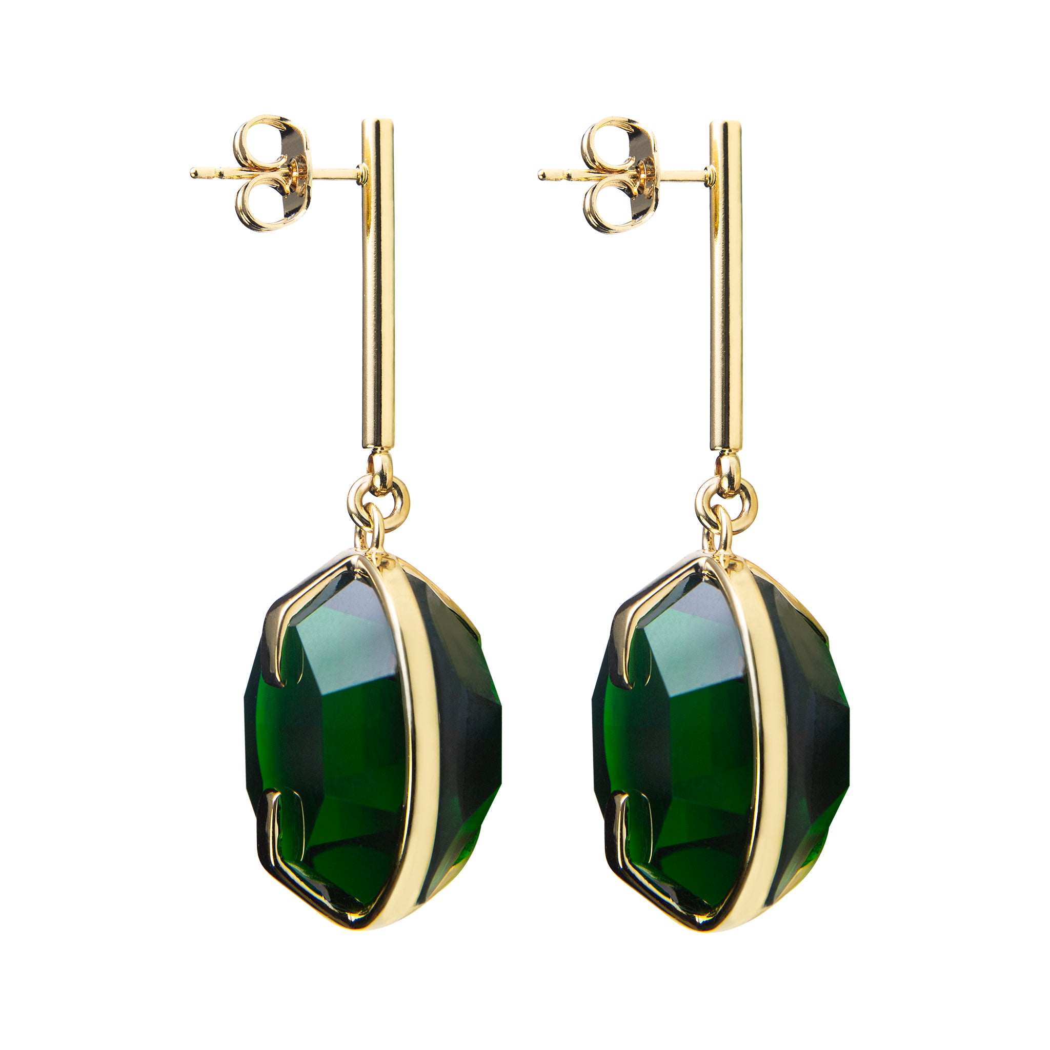 Green octagon earrings