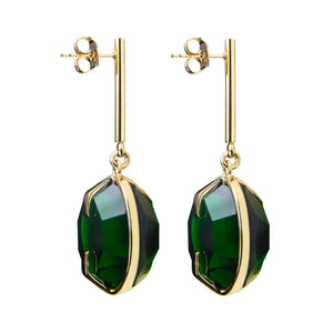 Green octagon earrings