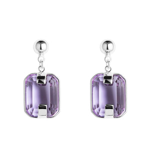 Earrings with purple crystals