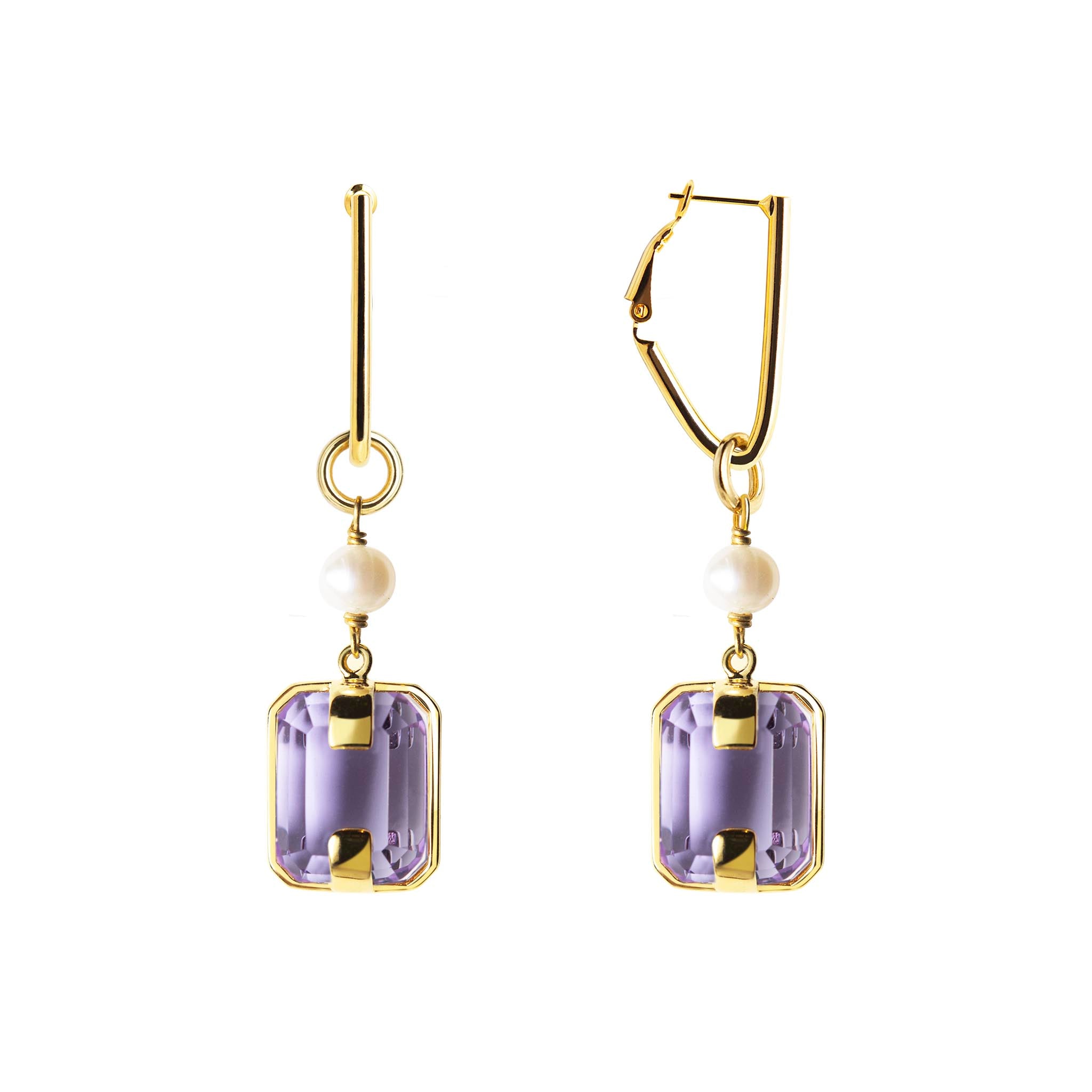 Earrings with pearls and crystals