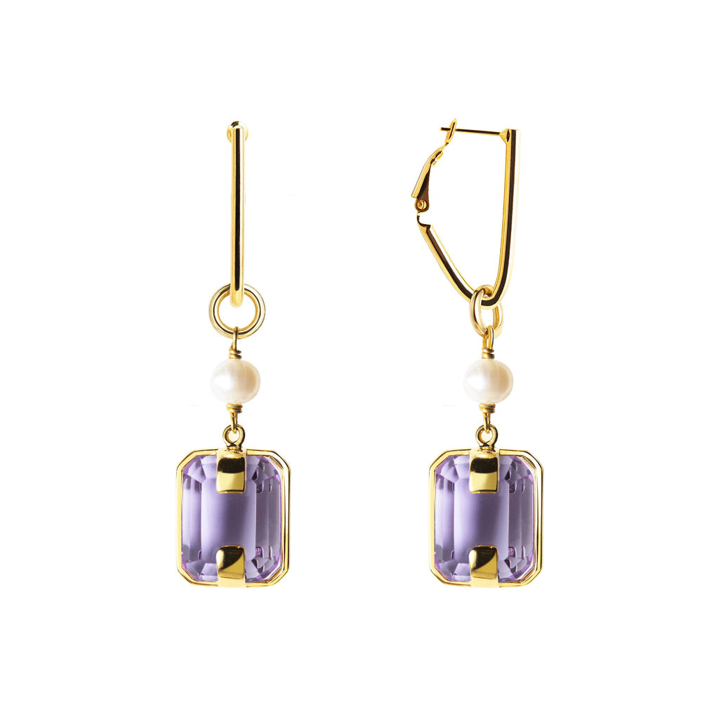 Earrings with pearls and crystals
