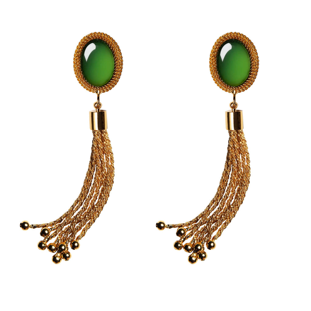 Earrings with green agate