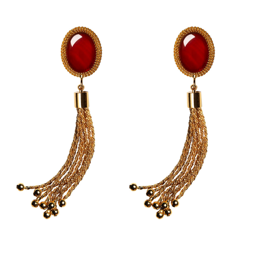 Earrings with red agate