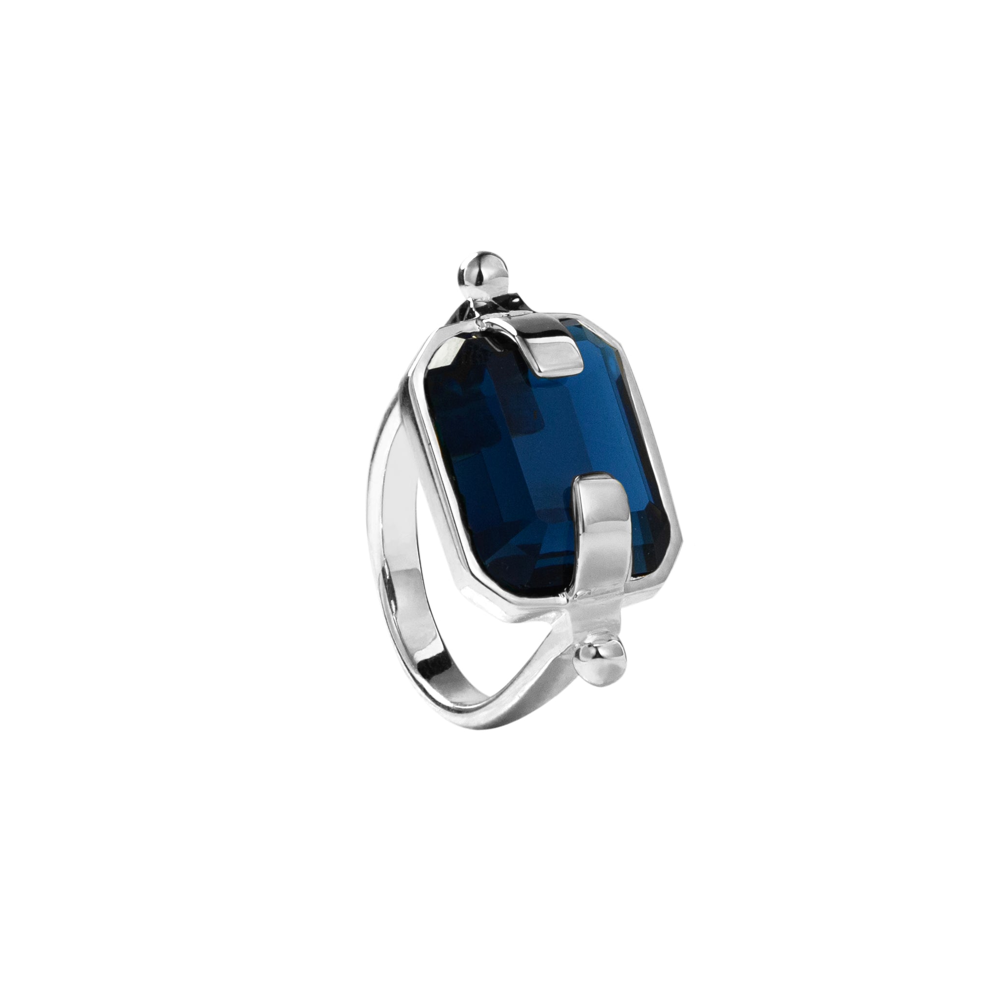Ring with a blue crystal
