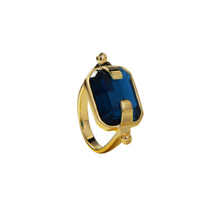 Ring with blue crystal