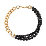 Necklace in gold-plated brass with black onyx