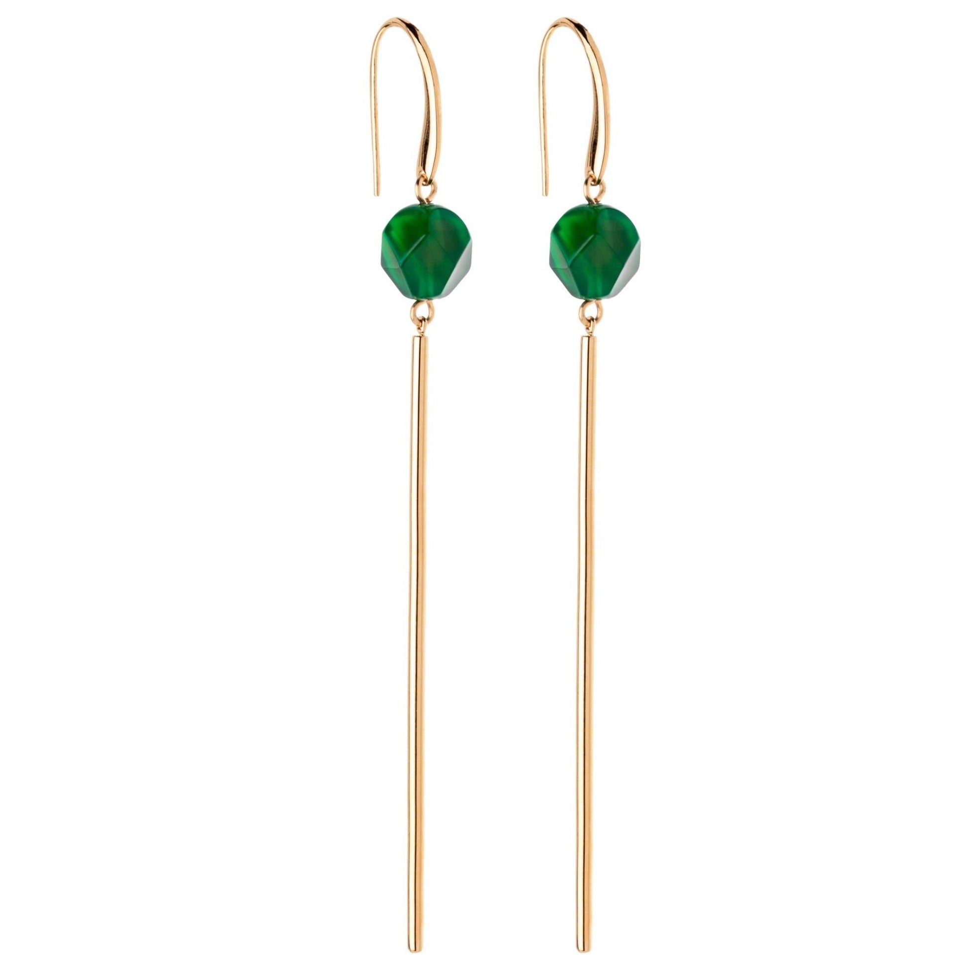 Earrings with green agate