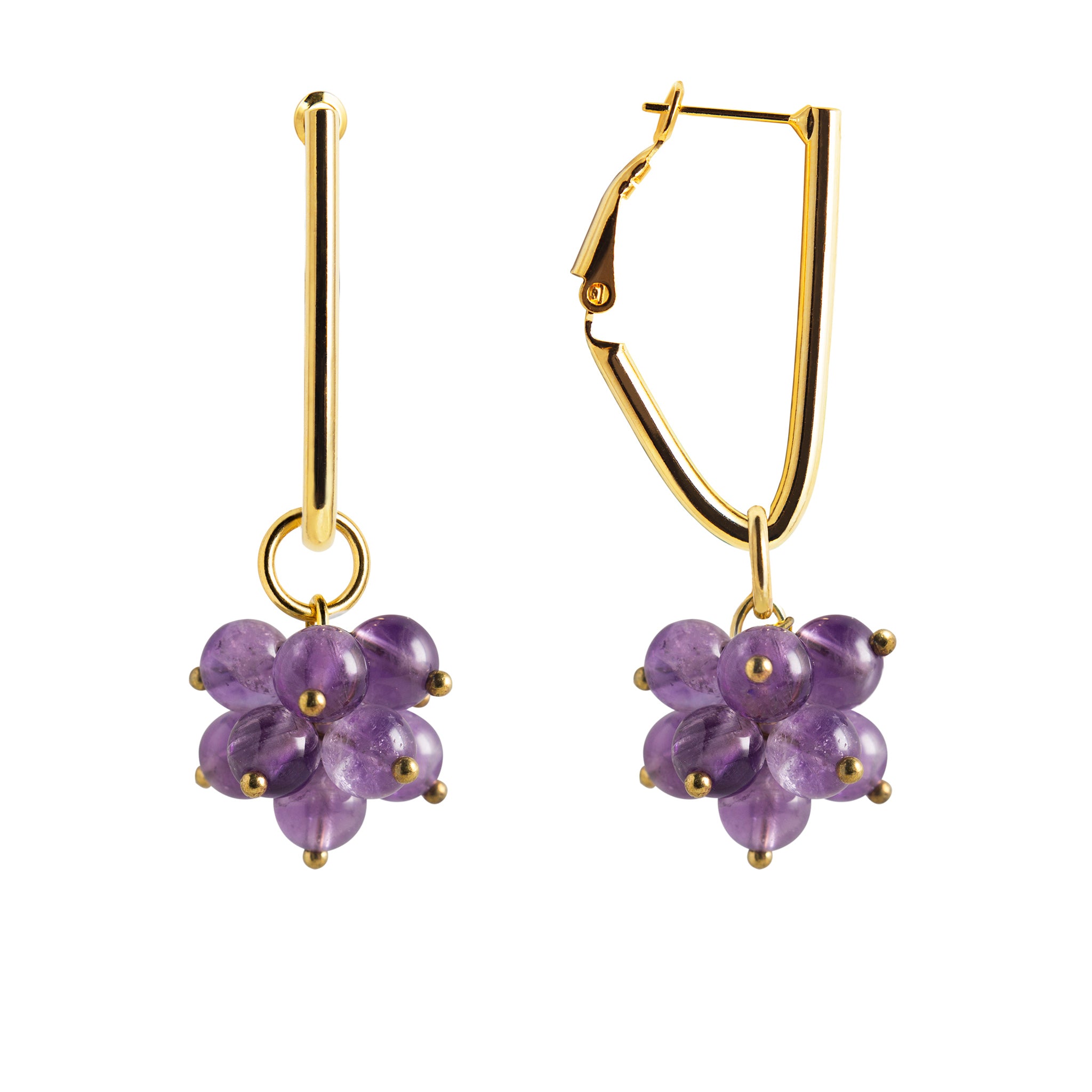 Transformer earrings with amethyst