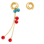 Transfrormer earrings with coral and angelite