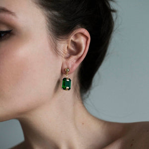 Earrings with green crystals