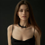 Necklace in gold-plated brass with black onyx