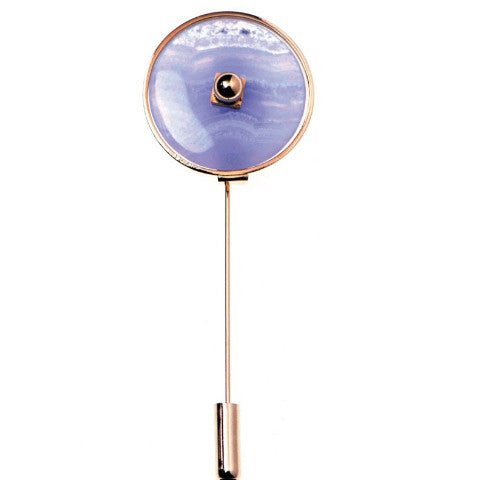 Brooch pin with blue lace agate