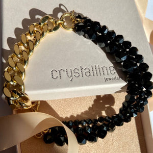 Necklace in gold-plated brass with black onyx