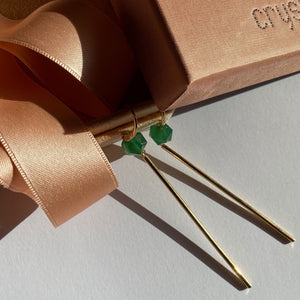 Earrings with green agate