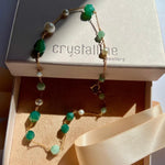Necklace with green agate, jade and cultured pearls
