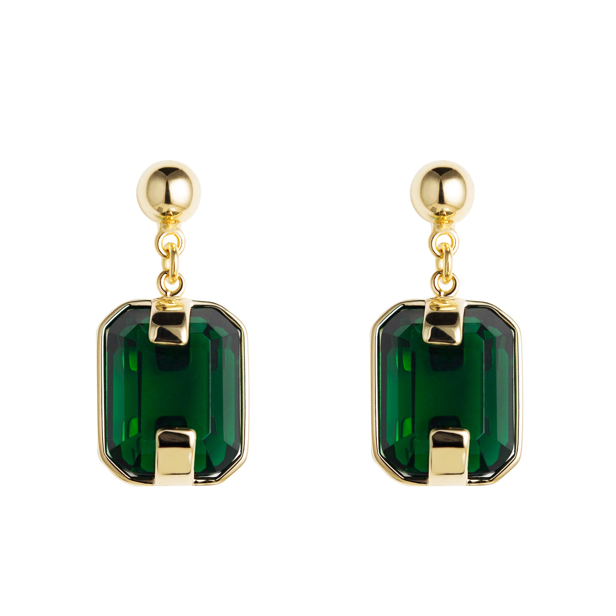 Earrings with green crystals