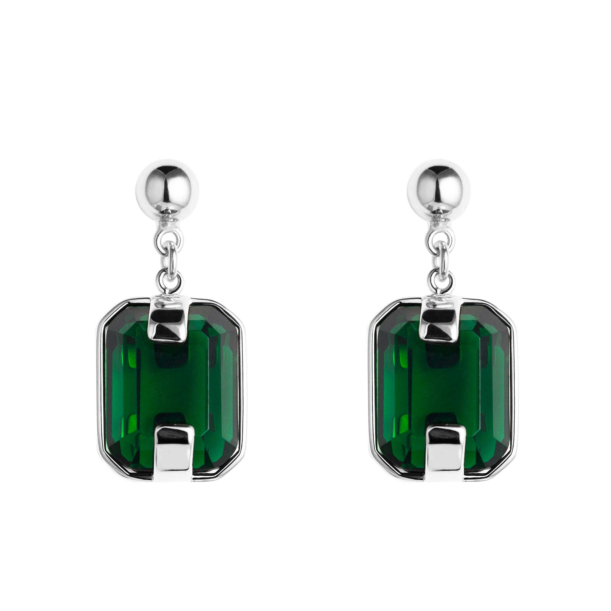 Earrings with green crystals